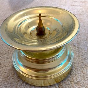 Mid century candle pillar weighted base with spike.